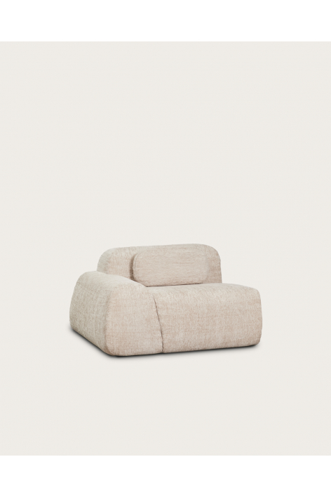 Left corner module with armrest for modular sofa in vacuum-packed chenille Merida