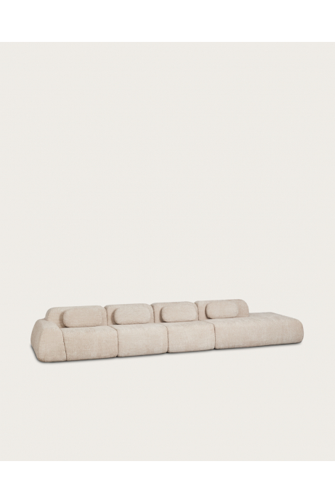 4-piece right chaise modular sofa in vacuum-packed chenille Merida