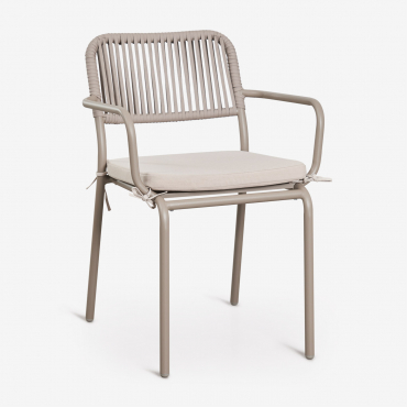 Stackable Dining Chair With Braided Rope Armrests Arhiza Moka Brown - Sklum