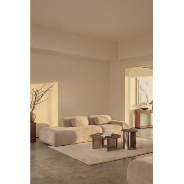 2-piece Left Chaise Modular Corner Sofa In Vacuum-packed Chenille Merida Thick Beige Tapioca Chenille - Sklum