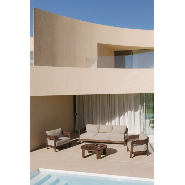 Uleno Acacia Wood Garden Set With 3-seater Sofa, 2 Armchairs, And Coffee Table Dark Acacia Brown - Sklum