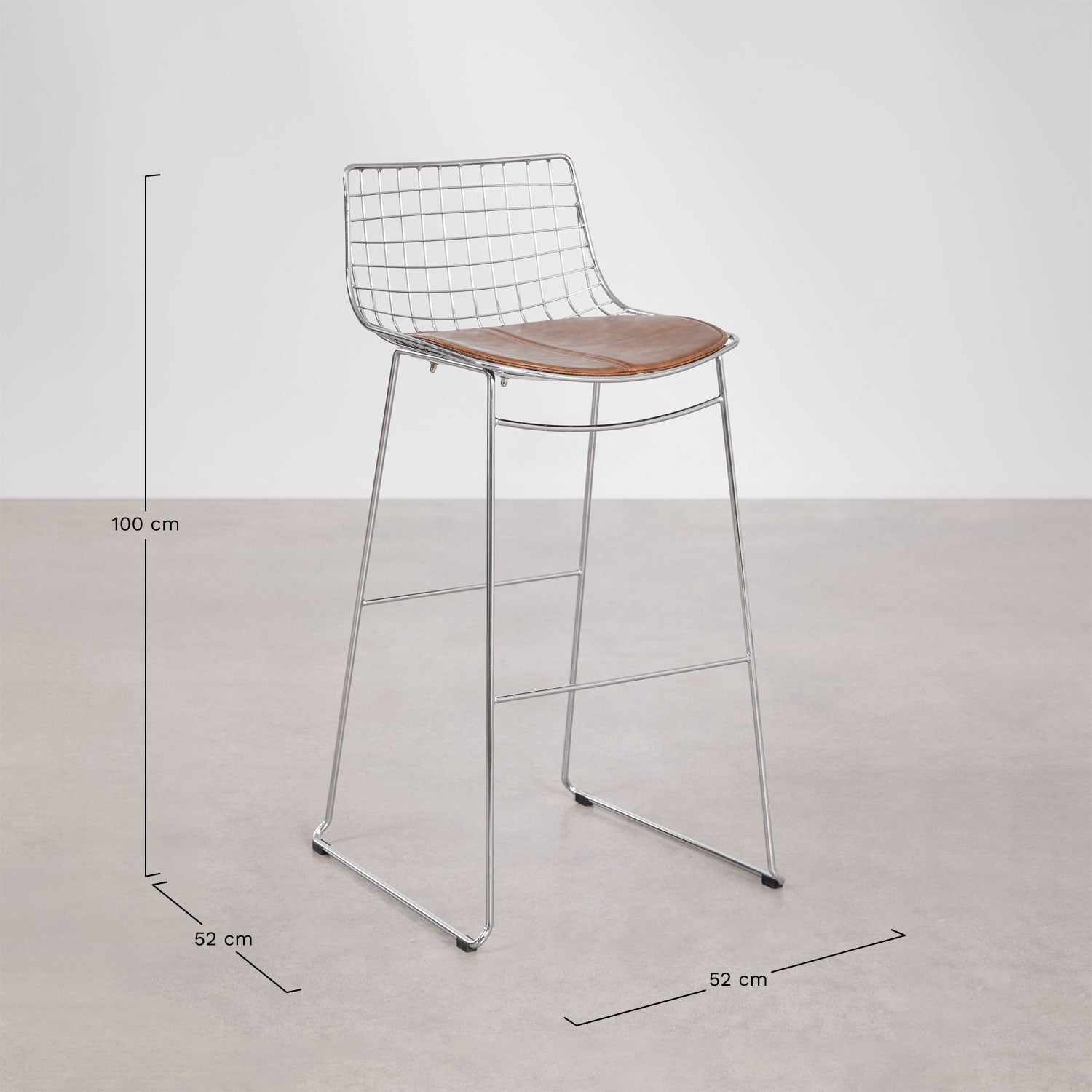 High stool with steel backrest Renee, medidas