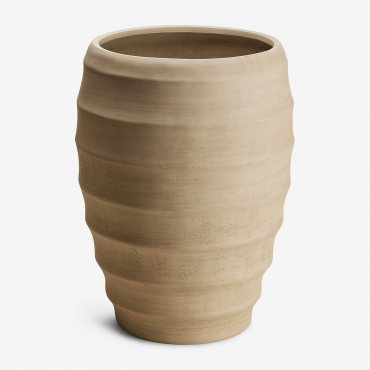 Gabe Cement Planter Ø50 Cm - ↑70 Cm & Sand Brown - Sklum