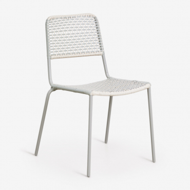 Stackable Garden Chair In Steel And Synthetic Wicker Veyra Green Khaki - Sklum