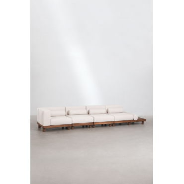 4-piece Garden Modular Sofa With Corner Module And Side Acacia Edrien Side Table Acacia Brown - Sklum