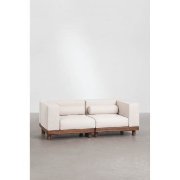2-piece Garden Modular Sofa With 2 Corner Modules In Acacia Edrien Acacia Brown - Sklum