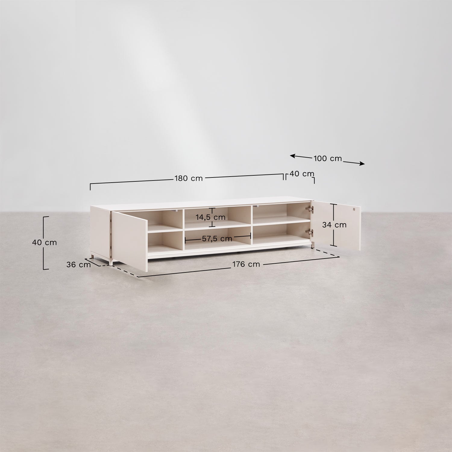 Kivora MDF TV cabinet, medidas