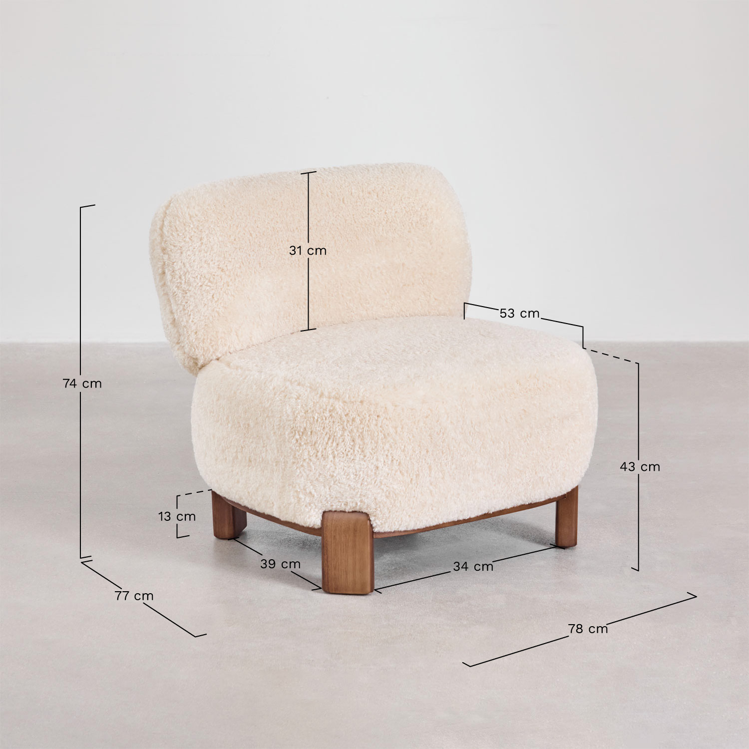 Pack of 2 upholstered wooden Eldred armchairs, medidas