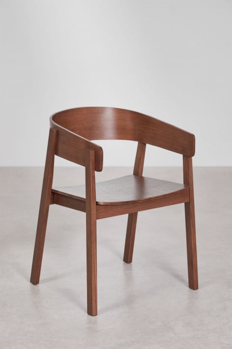 Pack of 2 dining chairs with armrests in oak wood Olsen - Dark Brown Wood