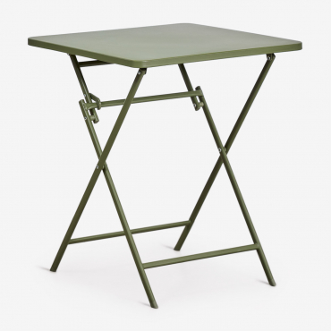 Tamarit Foldable 60x60 Cm Square Steel Garden Table Deep Olive Green - Sklum