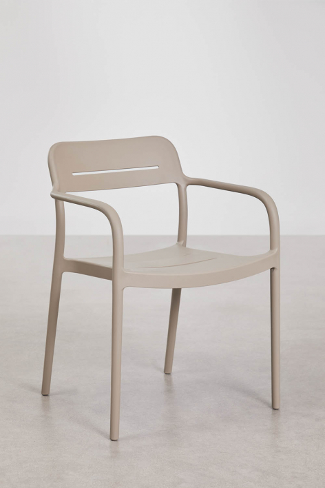 Pack of 2 stackable garden chairs with armrests in polypropylene Graneli - Moka Brown