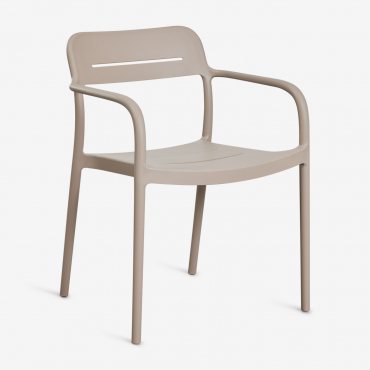 Pack Of 2 Stackable Garden Chairs With Armrests In Polypropylene Graneli Moka Brown - Sklum