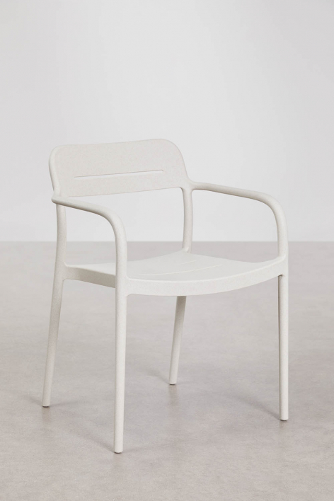 Pack of 4 stackable dining chairs with armrests in polypropylene Graneli - White Stone