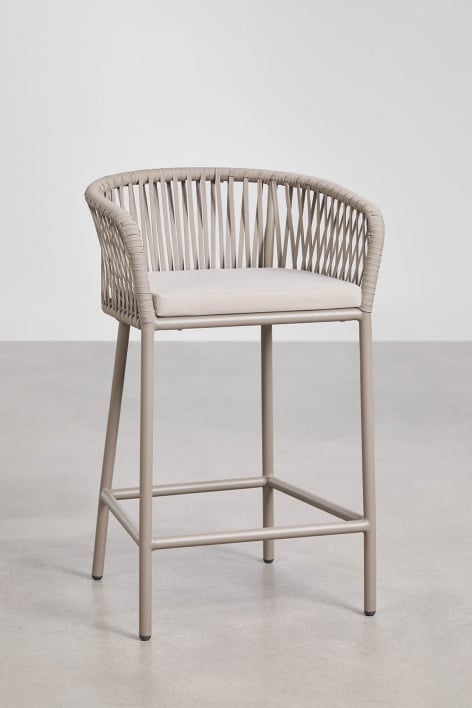 Pack of 4 high stools with armrests in braided rope Arhiza