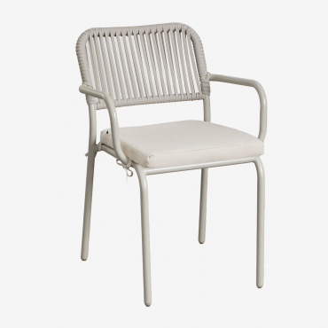 Stackable Garden Chair With Braided Rope Armrests Arhiza Green Khaki - Sklum