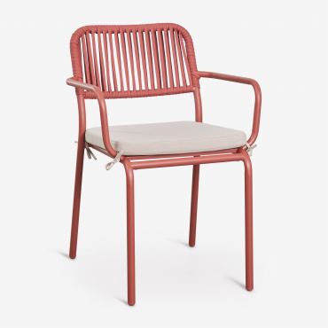 Stackable Garden Chair With Braided Rope Armrests Arhiza Terracota - Sklum