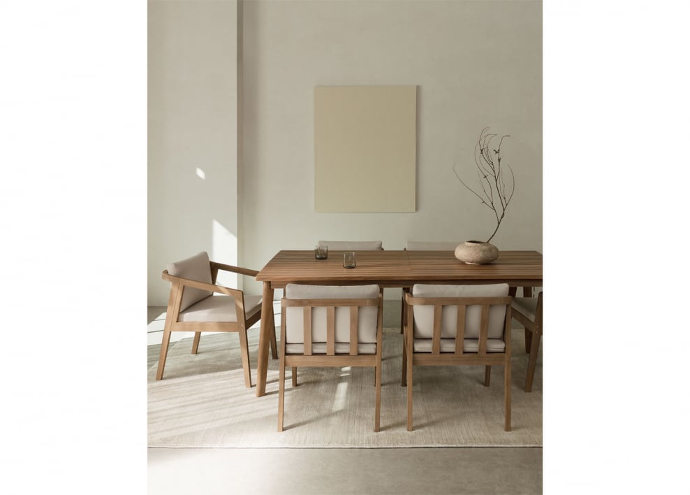 Rectangular acacia wood dining table Kaela - Light Brown Acacia