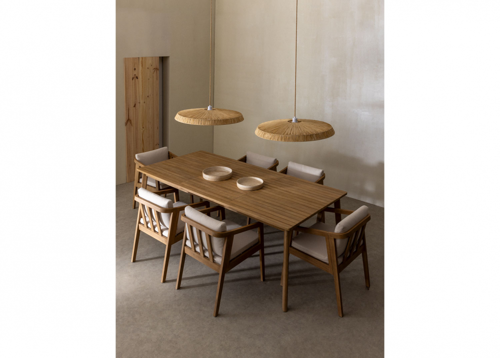 Rectangular acacia wood dining table Kaela - Light Brown Acacia