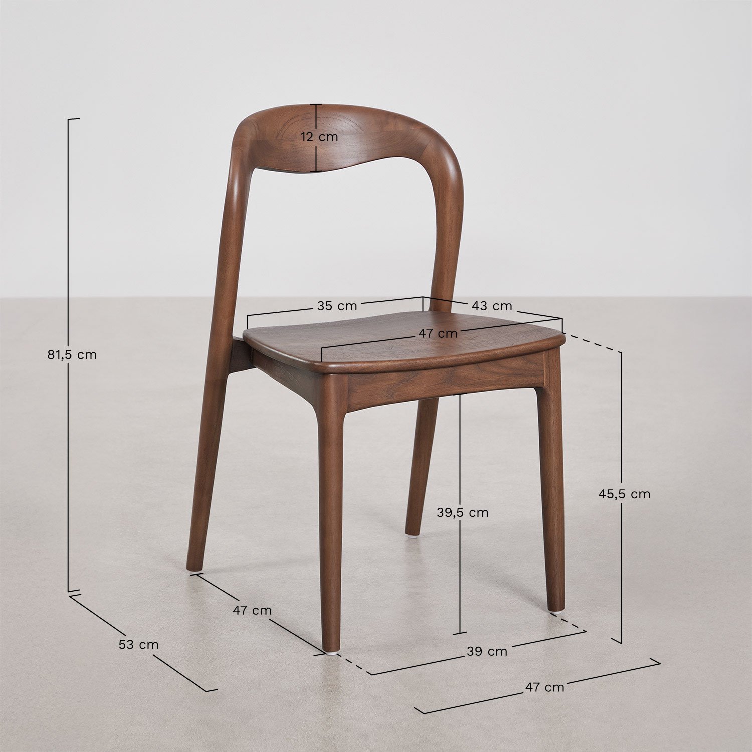 Pack of 2 garden chairs in teak wood Varmus, medidas