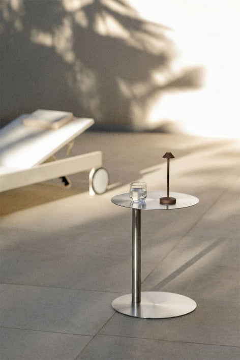 Yannik round Ø40 cm steel garden side table - Steel Grey