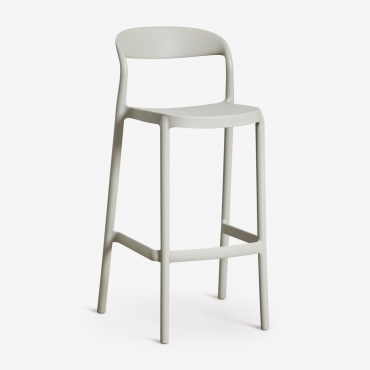Pack Of 4 Stackable High Stools In Polypropylene Brenza Green Khaki & ↑75 Cm - Sklum