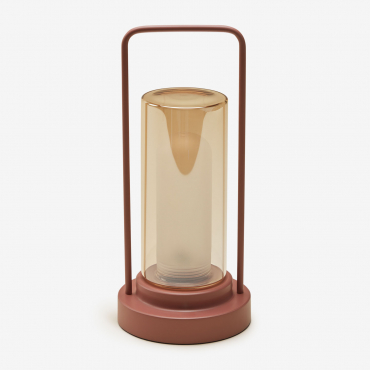 Wireless Led Table Lamp In Iron And Glass Sorlix Terracota - Sklum