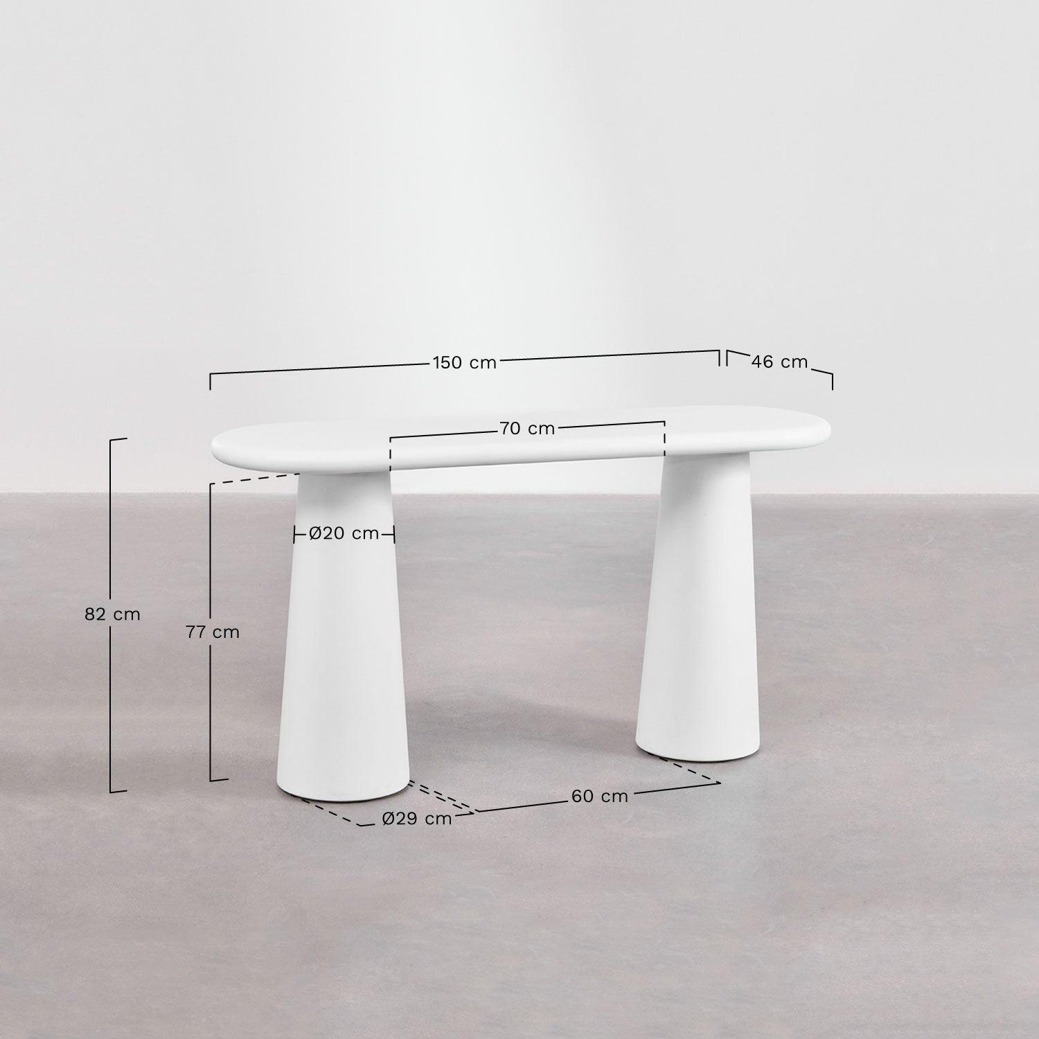 Noemi outdoor concrete console, medidas