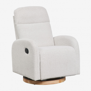 Vako Swivel And Recliner Armchair In Bouclé Fabric Off White Bouclé Fabric - Sklum