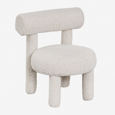 Pack Of 4 Gia Kids Bouclé Fabric Chairs Off White Bouclé Fabric - Sklum
