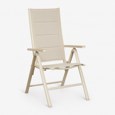 Elide Aluminum Reclining And Folding Garden Chair With Armrests Tapioca Beige - Sklum