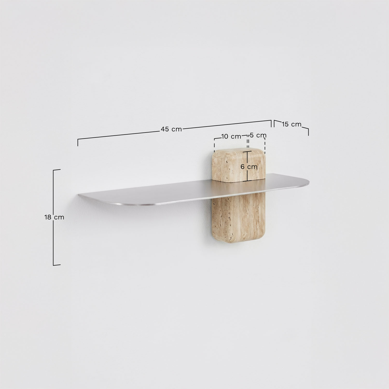Pack of 2 stainless steel wall shelves for bathroom Serbian, medidas