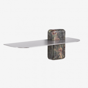 Serbian Stainless Steel Bathroom Wall Shelf Forest Green Marble & ↔︎ 45 Cm - Sklum