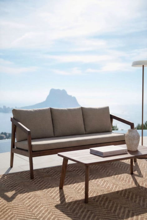 3-seater garden sofa in acacia wood Kaela