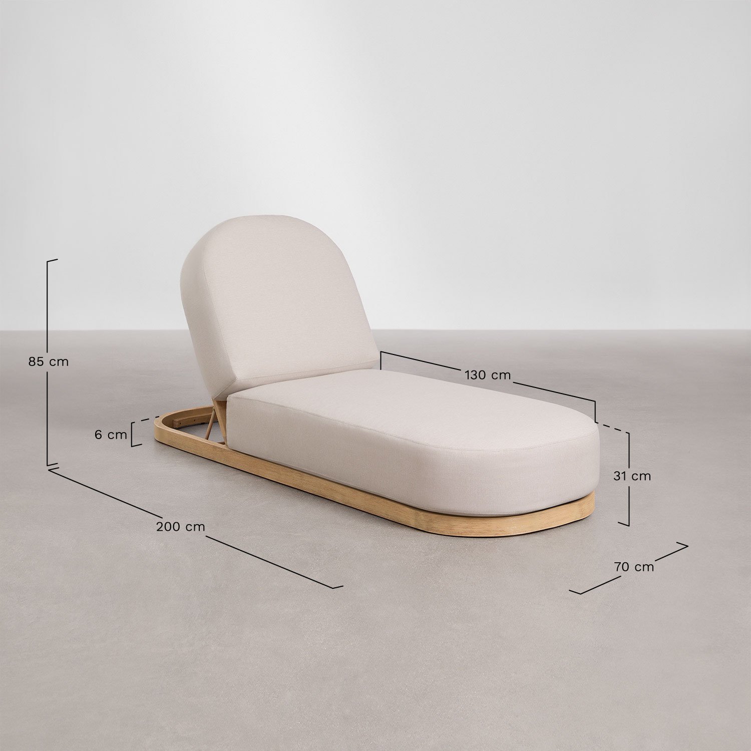 Pack of 2 reclining loungers in Verona acacia wood, medidas