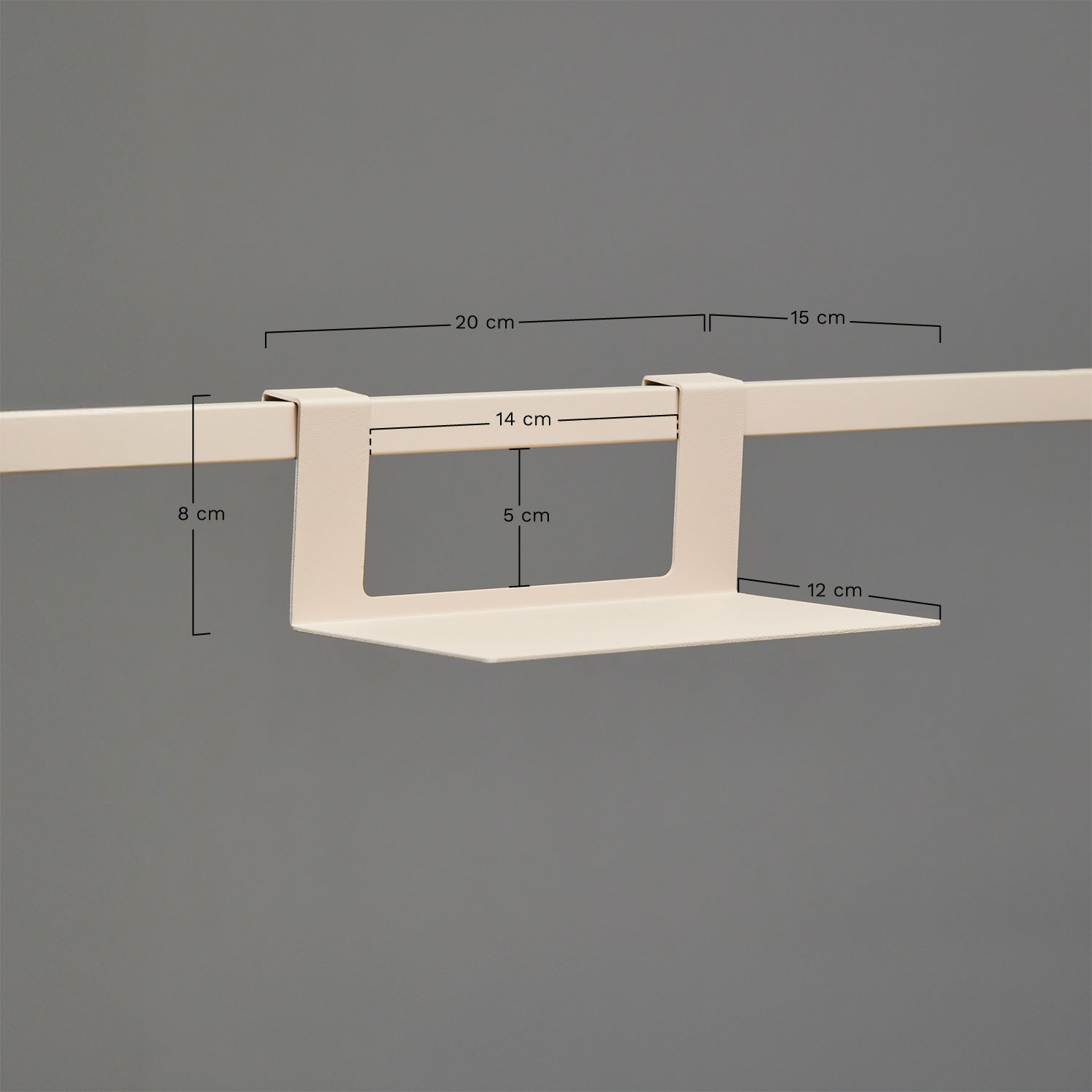 Shelf with hooks for Rivana modular outdoor kitchen in steel, medidas