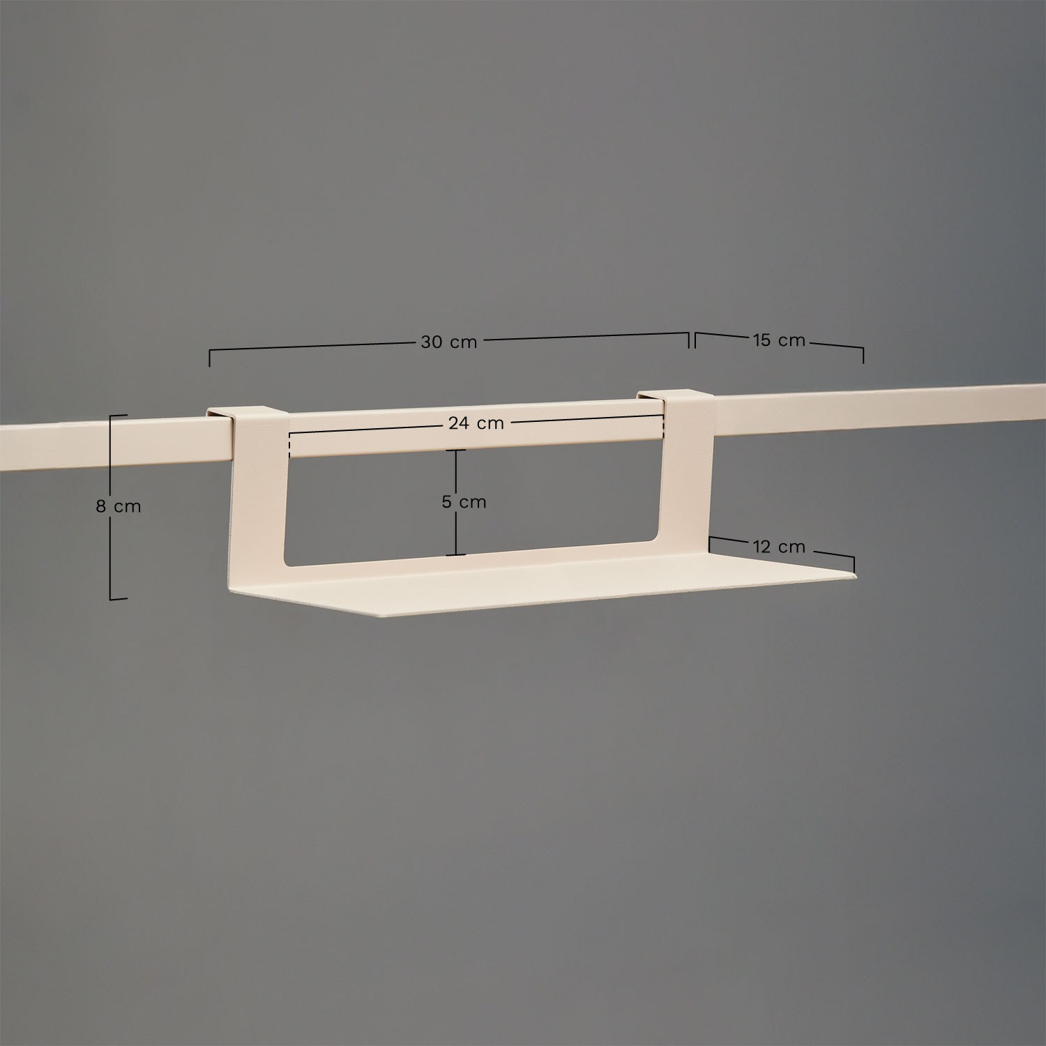 Shelf with hooks for Rivana modular outdoor kitchen in steel, medidas