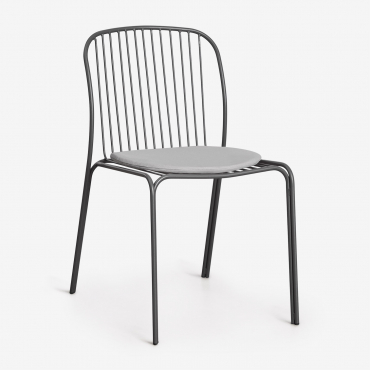 Pack Of 2 Anerina Steel Garden Chairs Grey Graphite & Sand Grey - Sklum