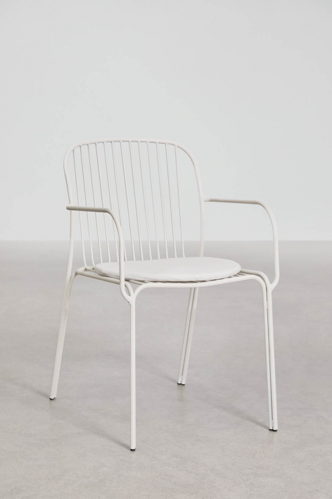 Anerina steel garden chair with armrests - Gardenia White