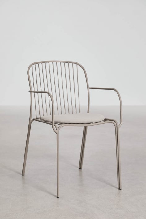 Anerina dining chair with steel armrests - Moka Brown