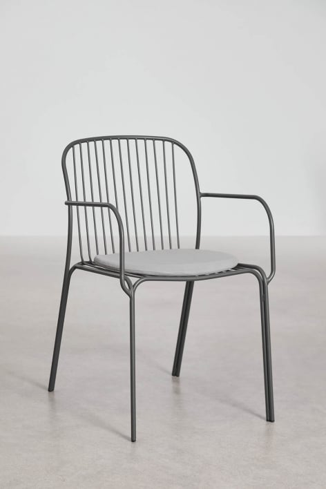 Anerina dining chair with steel armrests - Grey Graphite