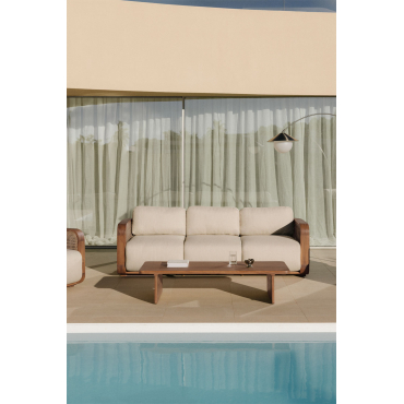 Garden Set With 3-seater Sofa And Coffee Table In Noira Acacia Wood Acacia Brown - Sklum