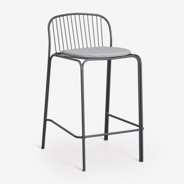 Pack Of 2 Anerina Steel Garden Bar Stools Grey Graphite & ↑65 Cm - Sklum