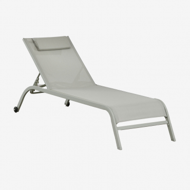 Reclining Sun Lounger With Therys Cushion Green Khaki - Sklum