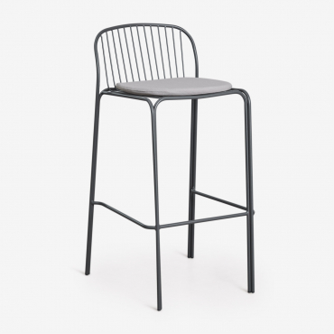 Anerina Steel Bar Stool Grey Graphite & ↑75 Cm - Sklum