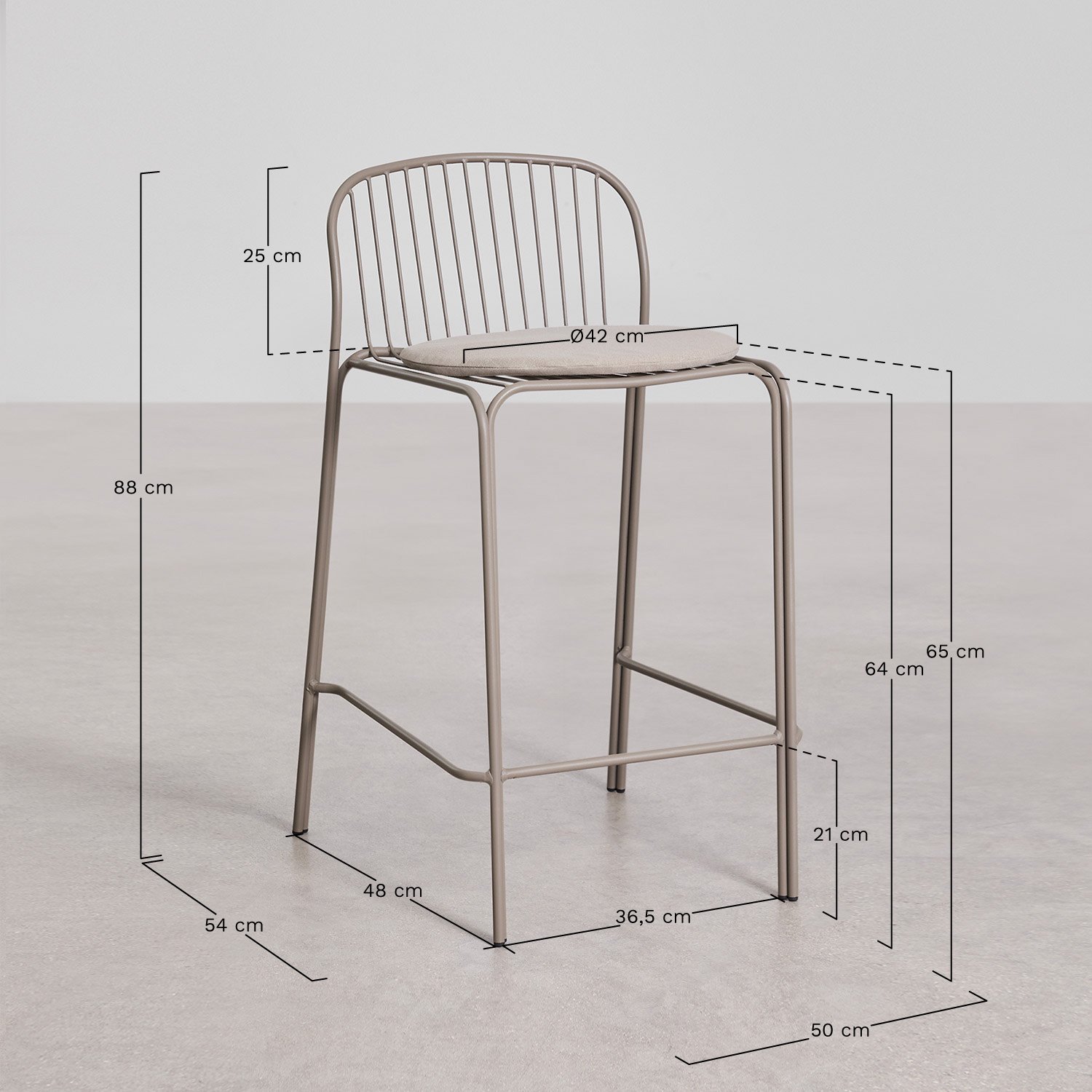 Pack of 4 Anerina high steel stools, medidas