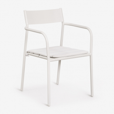 Stackable Garden Chair With Steel Armrests Tossa Gardenia White - Sklum