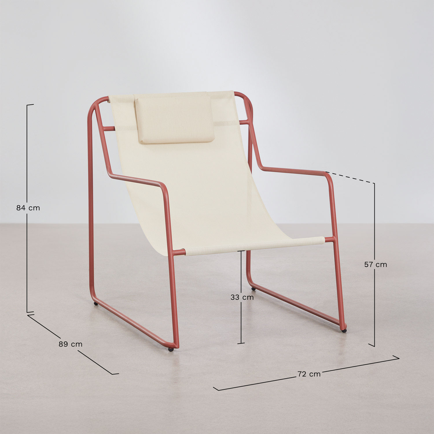 Lorvian steel hammock with cushion and armrest, medidas