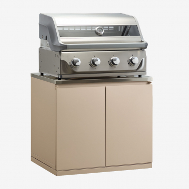 Module With Gas Barbecue With 4 Burners For Modular Outdoor Kitchen In Rivana Steel Tapioca Beige - Sklum
