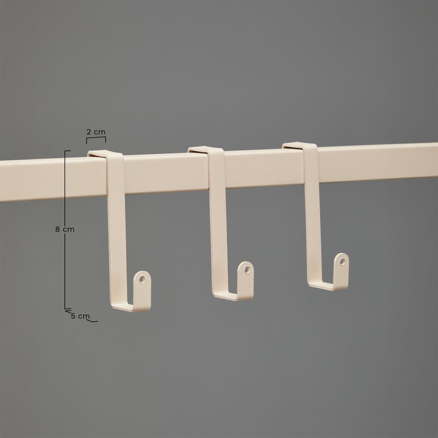 Pack of 3 Rivana modular outdoor kitchen hooks in steel, medidas