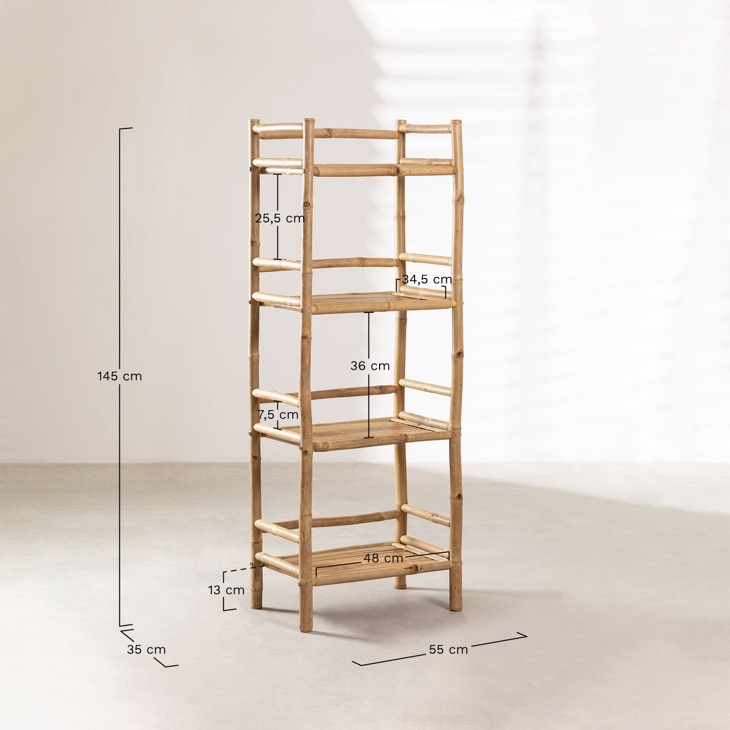 Ruols 55x145 cm bamboo shelf, medidas